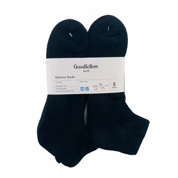 3 Packs Goodfellow & Co Men’s Black Quarter Socks - Picture 2 of 6